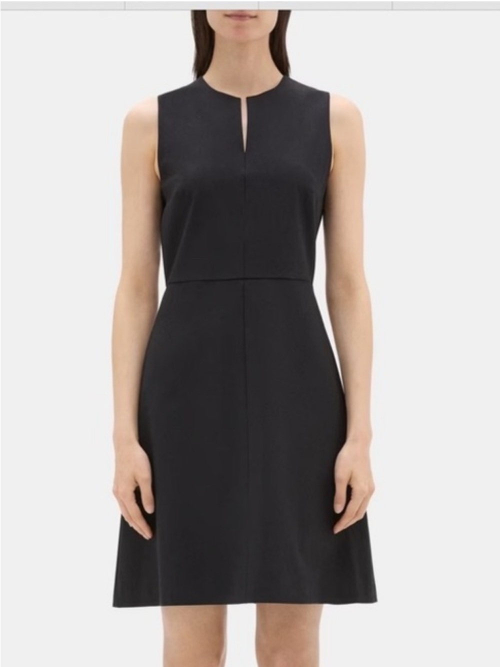 Theory Black Sleeveless Midi Sheath Dress